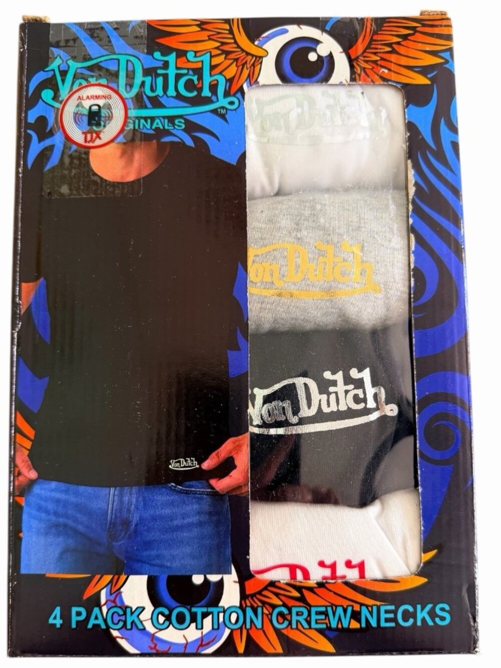Men's VON DUTCH 4 Pack  White Gray Black Cotton Crew Neck T-shirts, Sz Large New
